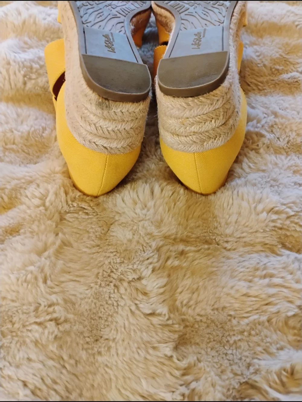 Life Stride Yellow Canvas Espadrille Wedge Sandals